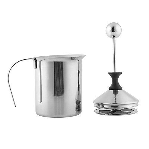 Webat 400ml Edelstahl Milchschäumer Cappuccino Kaffeeschäumer Doppelschaumpumpe - 2
