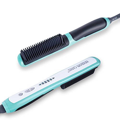 KINGDOMCARES Ionic Hair Straightener Brush Electric Ceramic Heating Straightening Brush Anti-Scald & Anti-Static Hair Brush for Frizzy Hair (Environment protecting , Fast Heating, Adjustable Temperature, LCD and Auto Lock)