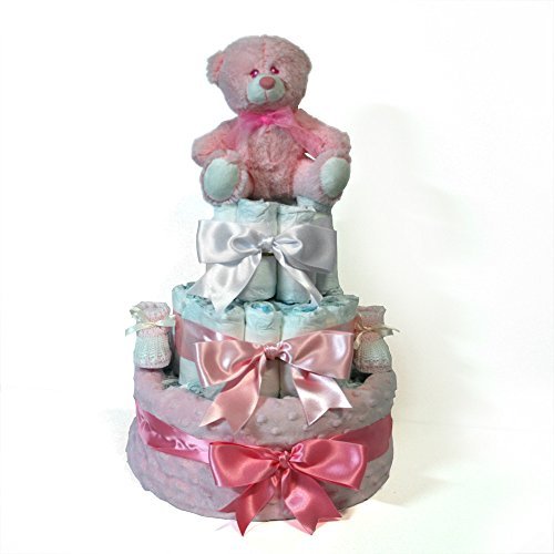 Tarta de pañales niña Dodot - Manta Topitos rosa - Mil Cestas