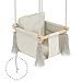 Produktbild MAMOI Kinder Schaukel Baby Schaukel Holz + SICHERHEITSGURT, Schaukel für Kinder Schaukel Stoff Kinderschaukel Garten Indoor Outdoor