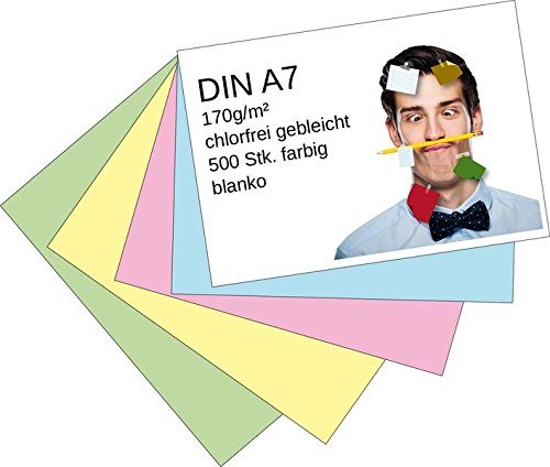 Preisvergleich Produktbild Karteikarten 500 Stück A7 farbig blanko
