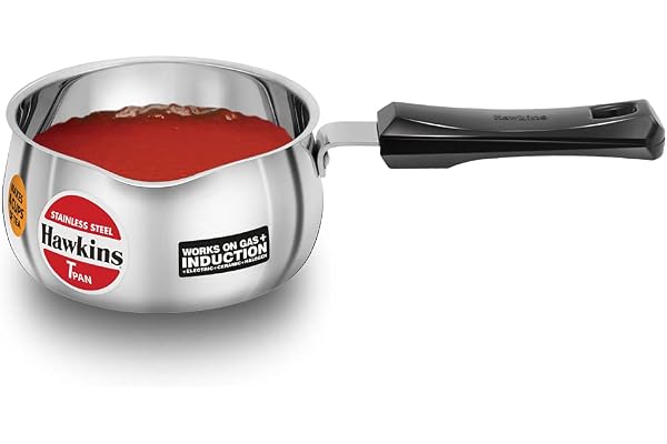 Hawkins 1 Litre Tpan, Stainless Steel Tea Pan, Induction Sauce Pan, Chai Pan, Small Pan, Silver (SST10)