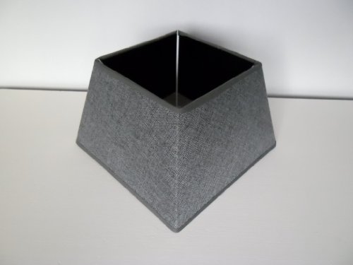 Lampenschirm quadratisch 25 cm x 25 cm grau Leinenstruktur - 2