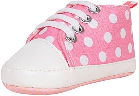 Ole Baby Princess Ribbon Lace Baby Shoes, Lovely Soft Bottom,Glitter Mary Jane Shoes,Baby Girl Sandal with Bow,Touch Closure First Walker Shoes 6-12 Months