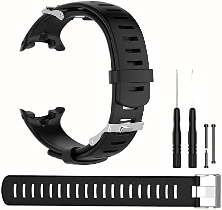 PHIFO Watch Replacement Strap Black Silicone Watch Strap for Suunto D4 D4i NOVO plus FREE Bracelet Extension Includes screw bar pins, Loctite, and Tools