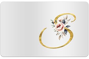 Peacoblue Gold Bank Card Sticker Letter S with Flower Credit Debit Card Custom Skin Cover Protector, 4 Styles Waterproof Scratch-proof and Attractive Decal for Most Popular EBT Transportation Key Card