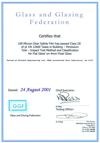 91 x 300 cm Lönartz Sicherheitsfolie, kratzfest, Splitterschutzfolie, 95% UV-Schutz, Materialstärke 120µ, selbstklebend (SF-91-3) - 3