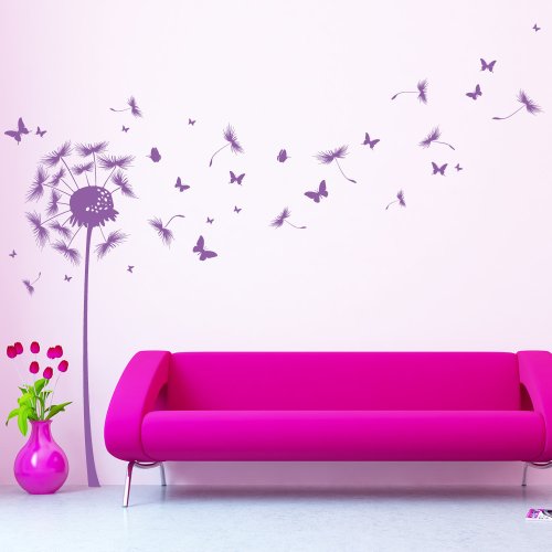 Wandtattoo Loft „Pusteblume mit vielen Schmetterlingen“ – Wandtattoo / 49 Farben / 4 Größen / weiß / 120 x 198 cm - 4