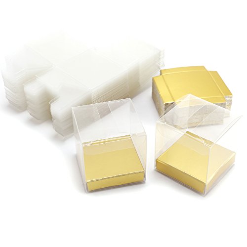 50 x Hochzeit Geburt Party Gastgeschenk Transparent Geschenkbox Kartonage Geschenkverpackung Bonboniere Box Geschenkschachtel Gift box Tischdeko 5*5*5cm