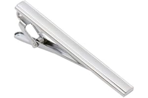 BAMBOOPACK Pince à cravate minimaliste en métal pour homme - Pince à fermoir pour affaires, fête, mariage, occasions décontractées ou formelles - Argentée