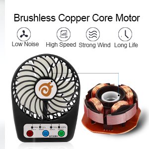 D-FantiX Tragbare Lüfter Batteriebetrieben Tischventilator, 3-Zoll Mini Tisch Ventilator mit 3-Leistungsstufen, Persönlicher Fan für Reise, Büro, Laptop, Outdoor (Schwarz) - 9