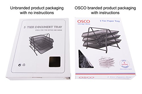 Osco 3TT-SLV - Bandeja para cartas de 3 niveles de malla met  lica  color plateado