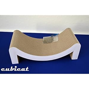 cubicat cubi-m Kratzbrett/ Scratcher + Catnip aus Pappe für Katzen (weiss)