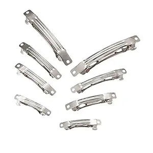 100Pcs Iron Blank French Barrette Hair Clip 4 Sizes 30/39/59/78mm Long Platinum for DIY Hair Accessories Making