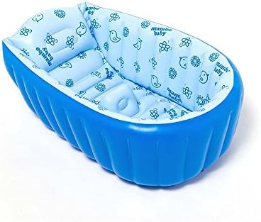Baby BathTub, Portable Inflatable BathTub, Mini Swimming Pool, Foldable Thick Baby Infant Toddler Shower Basin with Soft Cushion for 0-3 Years Baby (Blue)