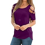 iHENGH Neujahrs Karnevalsaktion Damen Frühling Sommer Top Bluse Bequem Lässig Mode Frauen Sommer Kurzarm Strappy kalte Schulter T-Shirt Tops Blusen