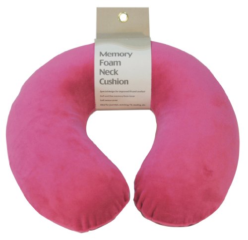 Aidapt Hot Pink Super Soft Velour Luxury Firm Memory Foam Neck Support Cushion (Travelling,TV,Reading) (Eligible for VAT relief in the UK)