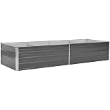 Tidyard Pflanzkübel Aus Verzinktem Stahl – 80x80x44 Cm, Grau, Für Garten, Balkon & Hochbeet