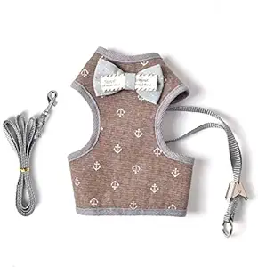 Pets Empire Anchor Pattern No Pull Small Dog Cat Puppy Harness and Lead Sets Adjustable Soft Mesh Vest Clothes with Bowtie and Safety Escape Proof... (Small ( Fit Weight 1-3 kg ))