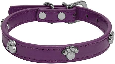 cuecue Pet Cat Adjustable for Animal Paw dog collar in PU Leather S S Viola