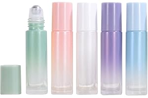 JIHUOO 6 Stück Glas Roll On Flaschen Nachfüllbarer Ätherische Öle Roller Flaschen Leer Aromatherapie Rollen Kugel Flaschen 5 ml