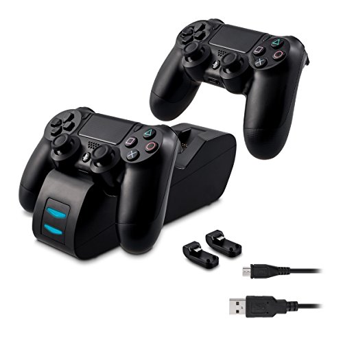 kwmobile Estación de Carga rápida Playstation 4 - Cargador Doble Mando PS4 - Base para Controles DualShock de Sony Playstation 4 con indicador LED