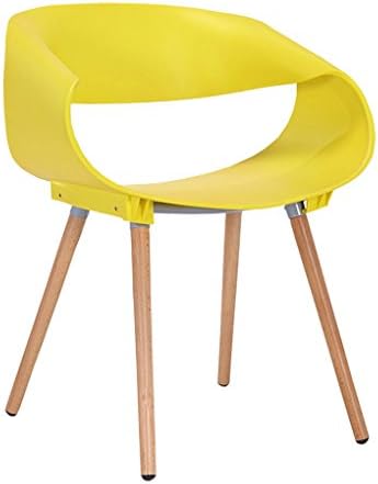 HJHY® Modern minimalist Creative chair Negotiate tables and chairs Solid wood plastic Backrest armrest Dining chair correct sitting posture ( Color : Yellow )