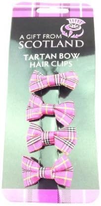 Pink Tartan Bow hair Clips