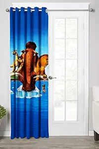 Ultimate Trends  Polyester 3D Cartoon Curtains for Kids Room for Window 5 feet 1 Piece, Blue Color