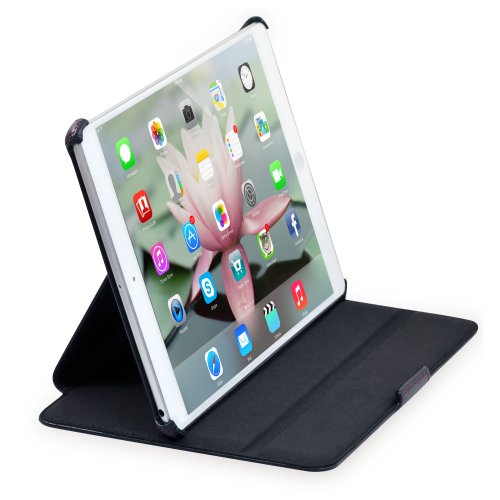 MANNA iPad 2017 iPad Air iPad 5 Schutzhülle Hülle Case Tasche von Manna | Schwarz mit farblich abgesetzten Nähten | Easystand einfach aufstellbar | AutosleepFunktion - 2