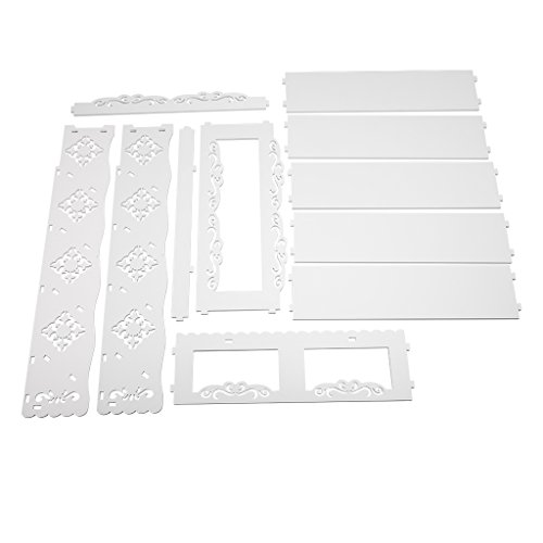 Finether Schuhregal Schuhablage Stehregal Standregal Steckregal im Barock Stil für Wohnzimmer zur Aufbewahrung von Schuhe Zeitschriften aus WPC 5 Böden 90 x 64 x 17cm weiß. - 7