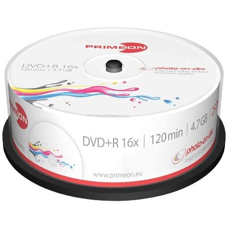 Primeon 2761225 DVD+R Rohlinge (16x Speed, 4.7GB, 120 Min, 25er Spindel)
