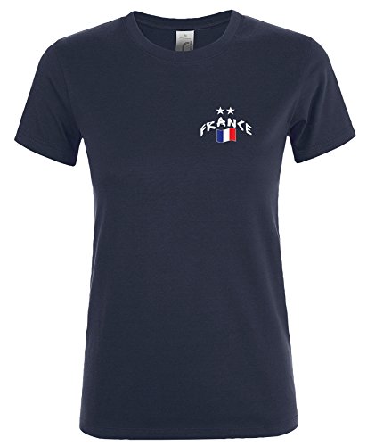Supportershop France champions 2 étoiles T-shirt Femme Bleu marine