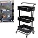 Produktbild Cocoarm Friseur Salon Trolley Multifunktional Friseurwagen Beauty Salon Kinderwagen Kosmetikwagen 3 Tier Mesh Regal Universal Rolling Wheels Lagerregal Trolley (Schwarz)