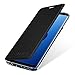 Produktbild StilGut Berlin Book Type Case, Hülle aus Leder und durchsichtiges TPU für Samsung Galaxy S9. Seitlich klappbares Flip-Case mit NFC/RFID Blocker. Schwarz/transparent