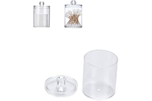 Brrnoo Cotton Pad Holder, Transparent Acrylic Makeup Canister Jar for Cotton Pads, Buds, Balls & Swabs