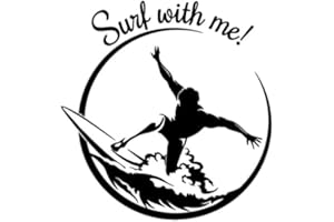 JAPANSAI Pegatina Surf Camper van Furgoneta 4x4 | Color Negro Dibujo de Tabla de Surf con Ola para Coche Moto | Medidas: 15,3 x 14,6 cm | Decoración Camper Furgoneta Van Coche Moto Motocicleta Caravana