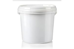 WOOD WIZARD BW WHOLESALE - 2ltr x 5 Buckets - White Bucket With Lid - Food Safe Stable Airtight Leak Proof Odorless Plastic Storage Container With Handle (5, 2 Ltr)