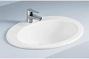 ARREDOBAGNOECUCINE Lavabo lavandino soprapiano da incasso in ceramica bianca, misura cm.63,5