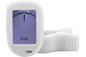 DILWE Guitar Tuner, Clip-on LCD Tuner for Chromatic Guitar Bass Violin Ukulele(White)