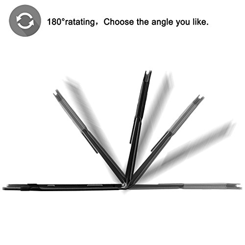 Lenovo Yoga Book Hülle Case, Infiland Slim Fit Folio PU-lederne dünne Kunstleder Schutzhülle Cover Tasche für Lenovo Yoga Book 25,65cm (10,1 Zoll Full HD) 2-in-1 Tablet PC(mit Auto Schlaf / Wach Funktion, Tablet und Tastatur sind nicht entgehaltet)(Schwarz) - 4