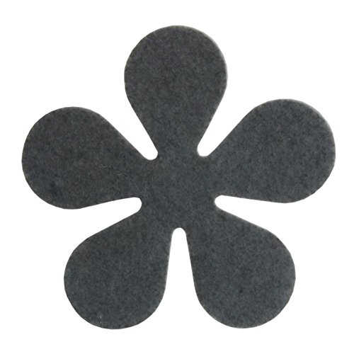 6er Set Glas-Untersetzer von MACOSA HOME Waschbare Filzuntersetzer mit Anti-Rutsch Rückseite in Blüten-Form. Hochwertige Getränkeuntersetzer in fröhlichen Farben. (Anthrazit) - 2