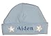 Little Star Baby Hat 100% Super Soft Double Layered Cotton Personalised & Embroidered with the name of your choice. ONLY AVAILABLE IN SIZES 0-3 or 3-6 months (3-6, Blue)