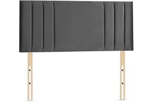 ELIXIR FURNITURE Elixir RIO 3 Divan Bed Headboard | Plush Velvet Fabric Headboards for 3ft single bed Frame | Elegant design with wooden material headboards for beds (Grey, 3ft Single Height-20inch)