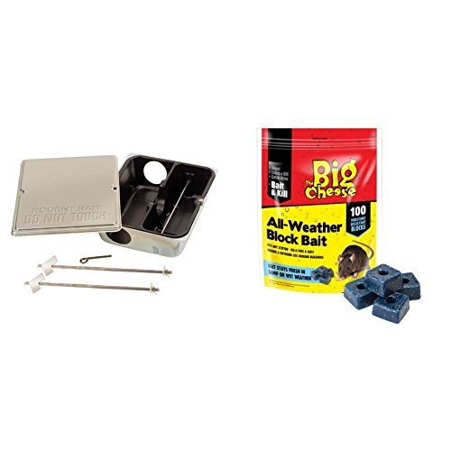 Selfset Strongbox Rat Bait Station (R25.2 x 21.8 x 8.5 cm) &amp; Big cheese All-Weather Block Bait 100 Blocks Bundle