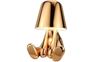 Luxus Bins Brother Tischlampe - Gold - Mr Where - Goldmännchen - Dekoratives Accessoire - Wohnzimmerdekoration - Schlafzimmerdekoration - Tischdekoration - Dekorative Tischlampe - Wohnaccessoire