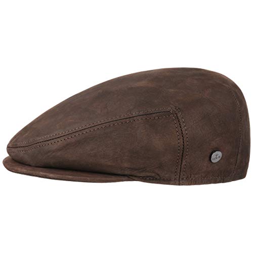 Lierys Gorra Plana de Piel by Hombre - Made in Italy con Visera, Forro Verano/Invierno - 60 cm marrón