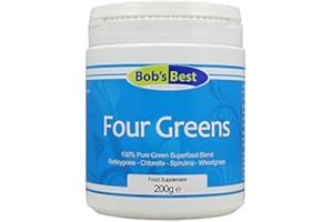 BOB'S BEST Four Greens Natural Supergreen Complex Chlorella Spirulina Barleygrass & Wheat Grass - 200 Grams