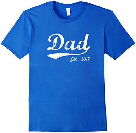 Men's  New Dad T-Shirt - Dad Est. 2017 - Dad To Be T-Shirt Large Royal Blue