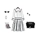 YQ24 2015 Autumn The New Dress Women Stripe Doll collar Dress (S, WHITE)